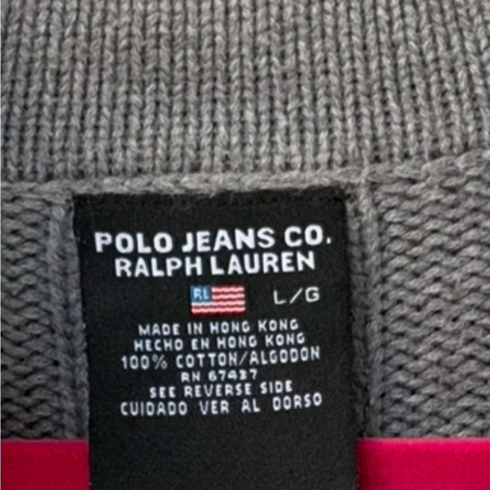 Polo by Ralph Lauren Light Gray Quarter Zip-Up Sweater size Large - Picture 4 of 5